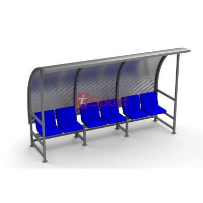 Скамейка для запасных игроков на 6 мест с козырьком